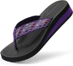 ChayChax Boho Wedge Flip Flops | Women's Summer Beach Sandals | Purple & Orange 🌸