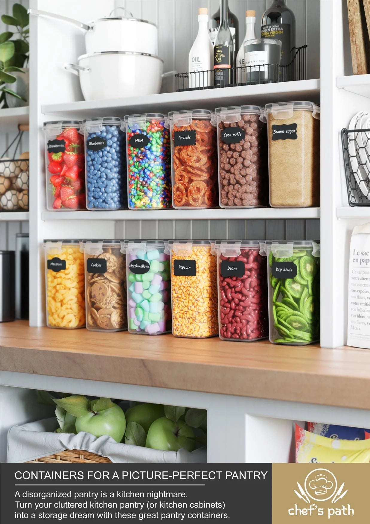 Chef's Path 12-Piece Airtight Food Storage Container Set (2L) | FREE Spoon Set &amp; Labels | Brand New | Kitchen &amp; Pantry Organisation Bargain