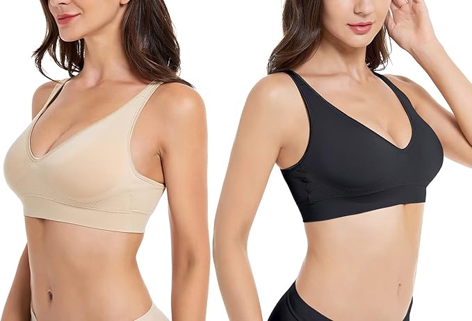 Comfyin Wireless Bras for Women 3 Pack - Non Wired Seamless Comfort Bra with Removable Pads