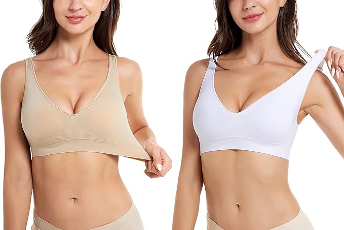 Comfyin Wireless Bras for Women 3 Pack - Non Wired Seamless Comfort Bra with Removable Pads
