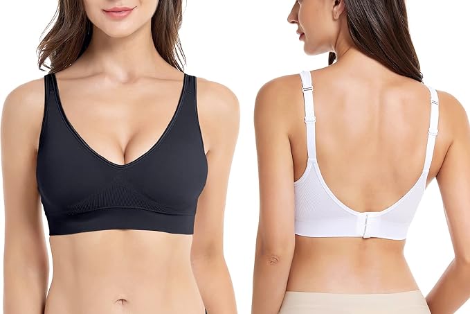 Comfyin Wireless Bras for Women 3 Pack - Non Wired Seamless Comfort Bra with Removable Pads