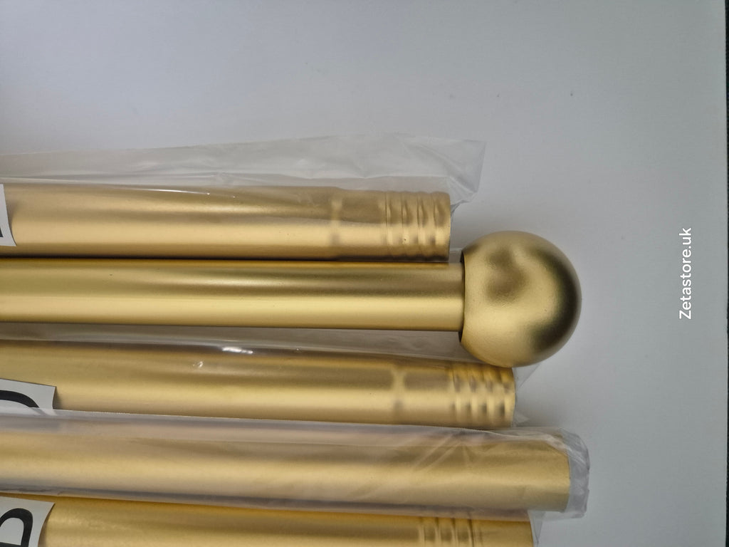 76-210cm Gold Adjustable Curtain Pole Set - Elegant Ball Finials, Heavy Duty Rod, Easy Fit Brackets - Real Bargain!