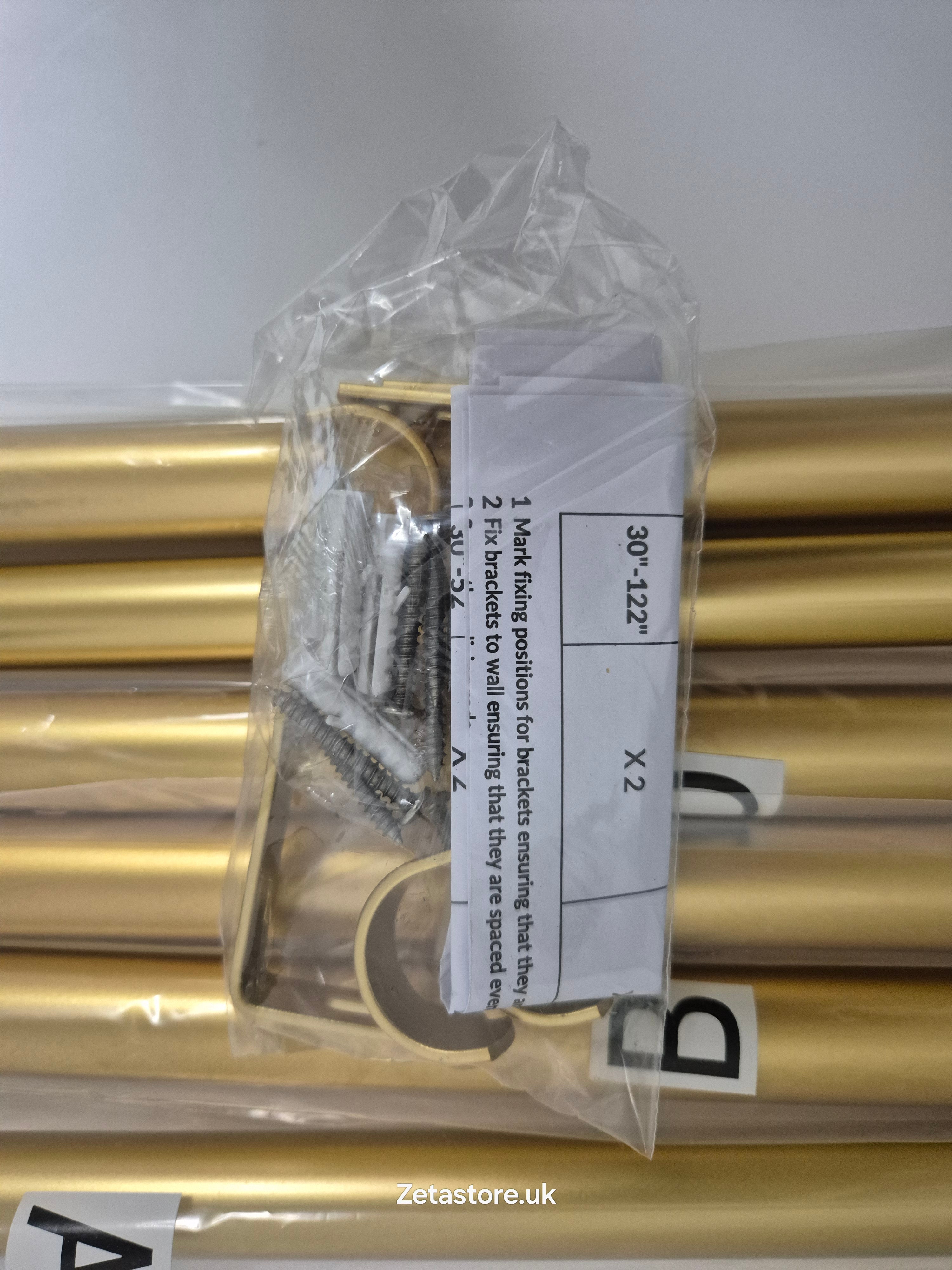 76-210cm Gold Adjustable Curtain Pole Set - Elegant Ball Finials, Heavy Duty Rod, Easy Fit Brackets - Real Bargain!