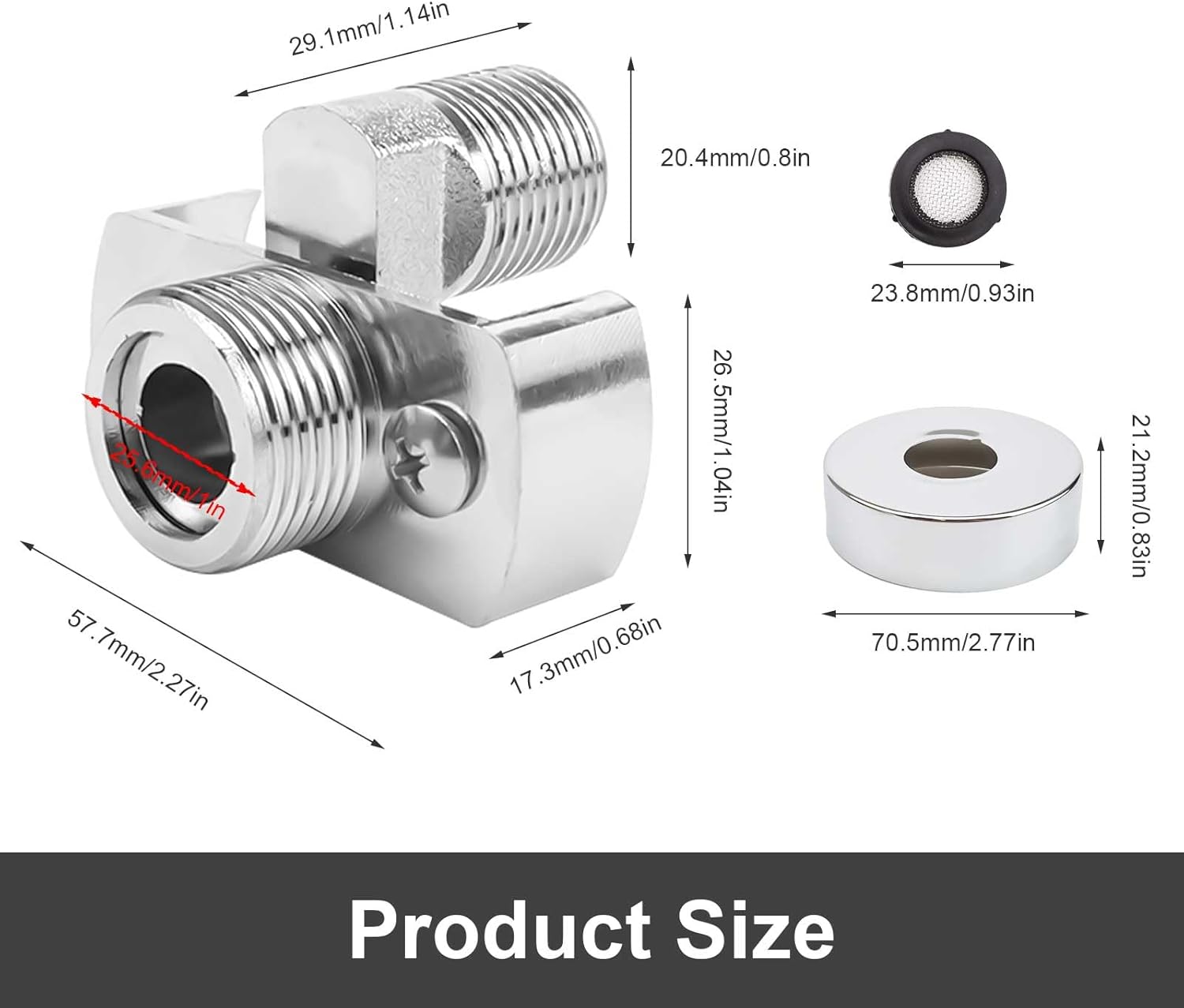Deankeji 2-piece adjustable eccentric screw corner faucet set with decorative covers, brass shower arm, and hose connector.