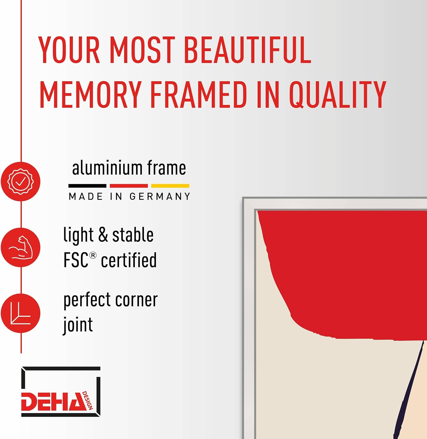 DEHA Boston Silver Aluminium Photo Frame 10x15cm (4x6") with Synthetic Glass - Zeta Store