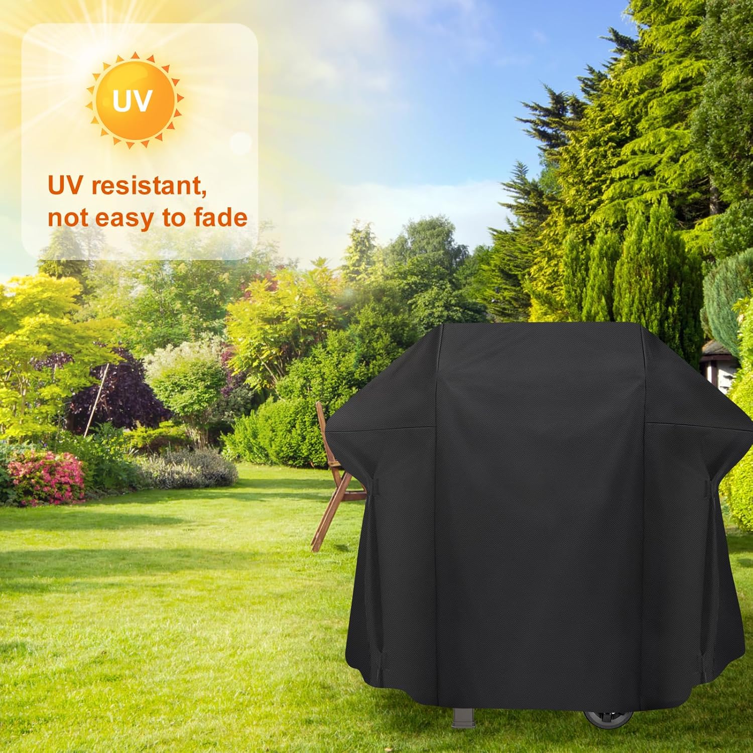 DELIXIKE heavy duty BBQ cover for Weber Spirit 200 Series, waterproof and UV-resistant outdoor grill protection.