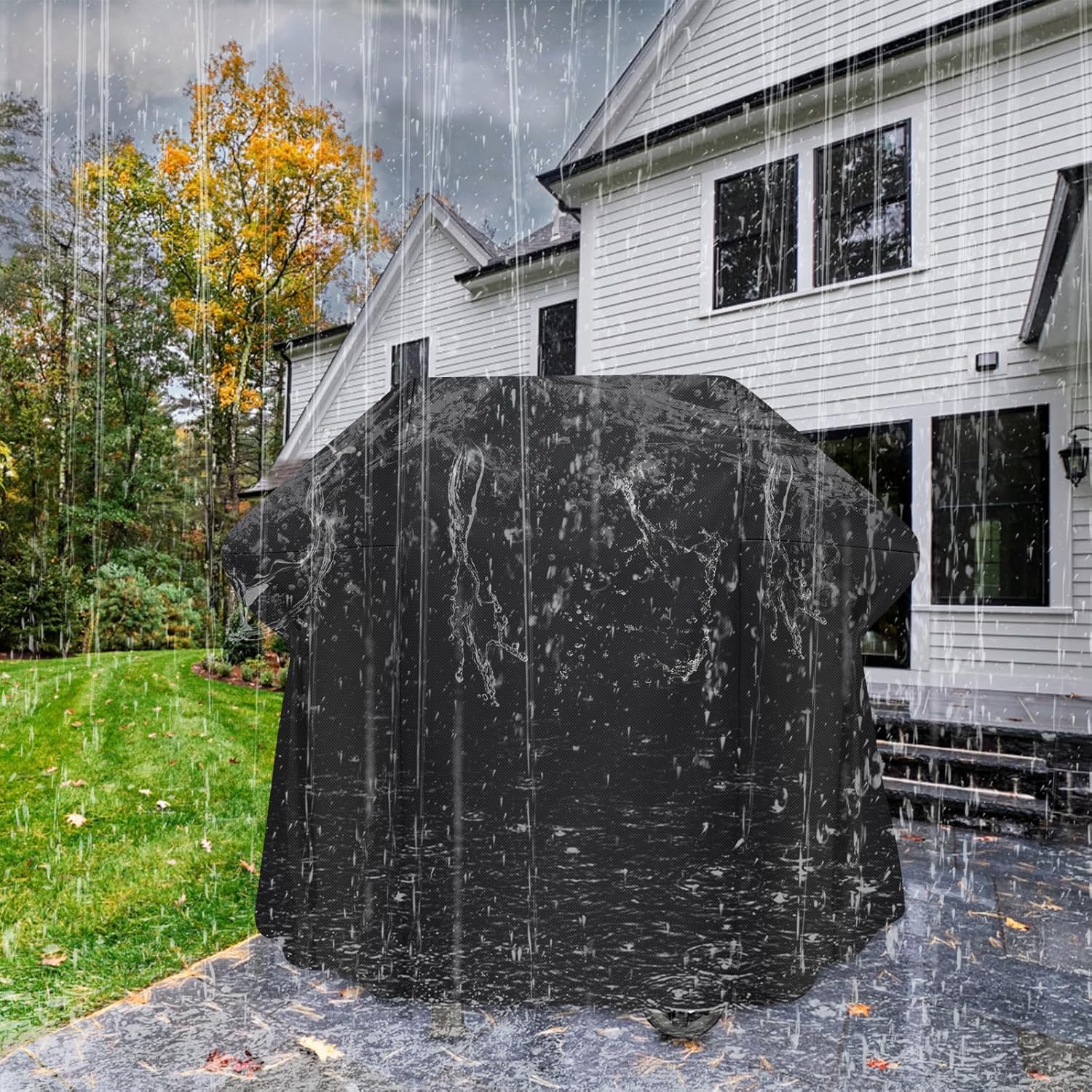 DELIXIKE heavy-duty waterproof and UV-resistant BBQ cover fitting Weber Spirit 200 Series grills, providing durable outdoor protection.