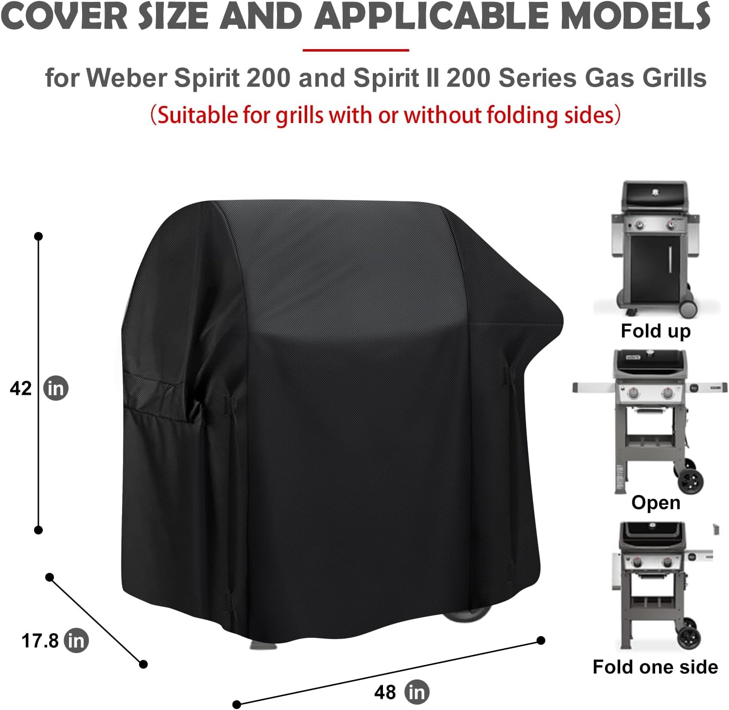 DELIXIKE premium heavy-duty waterproof and UV-resistant BBQ cover fitting Weber Spirit 200 Series grills.