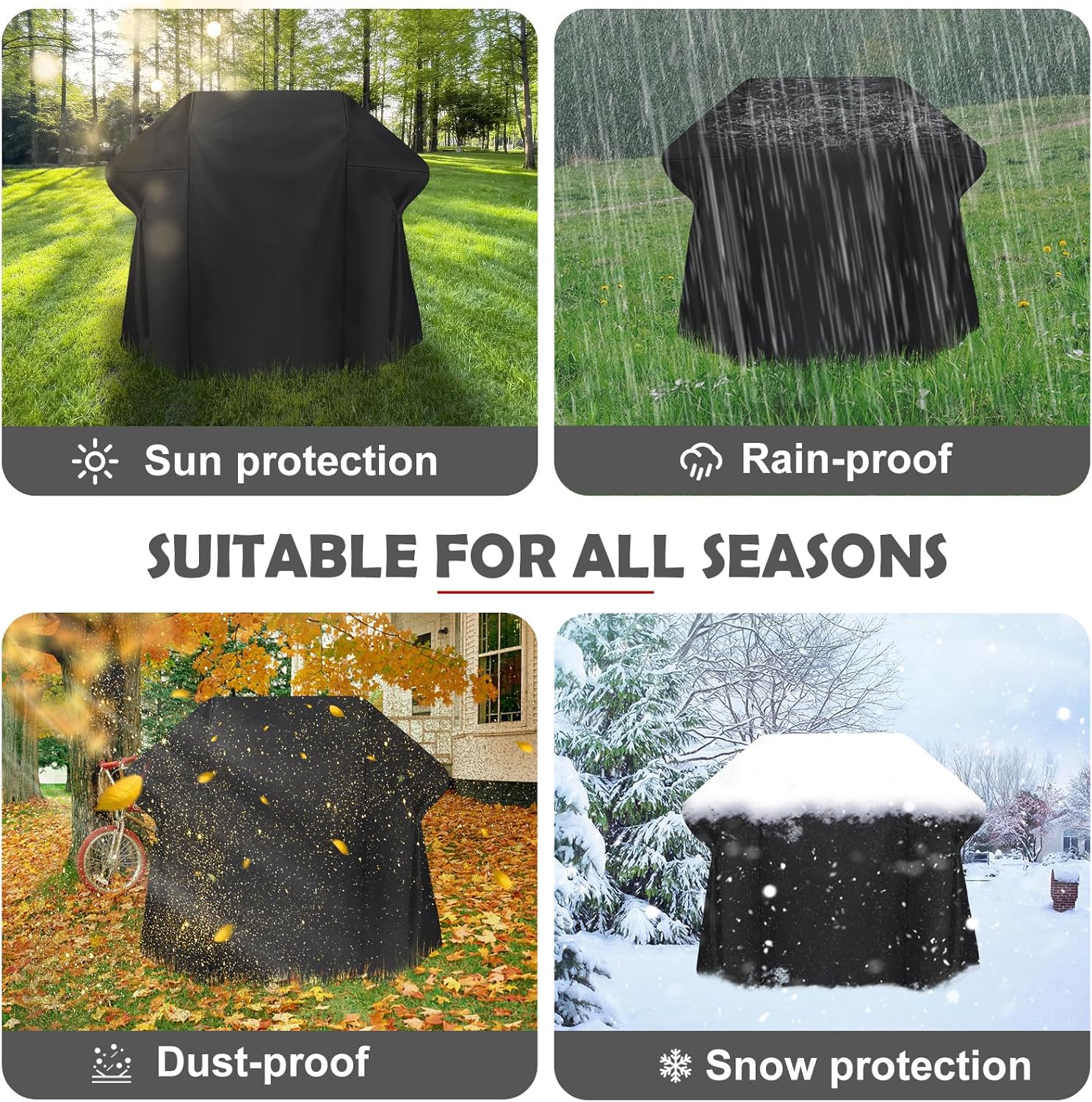 DELIXIKE heavy duty waterproof BBQ cover for Weber Spirit 200 Series, UV-resistant, fits snugly over grill, durable outdoor protection