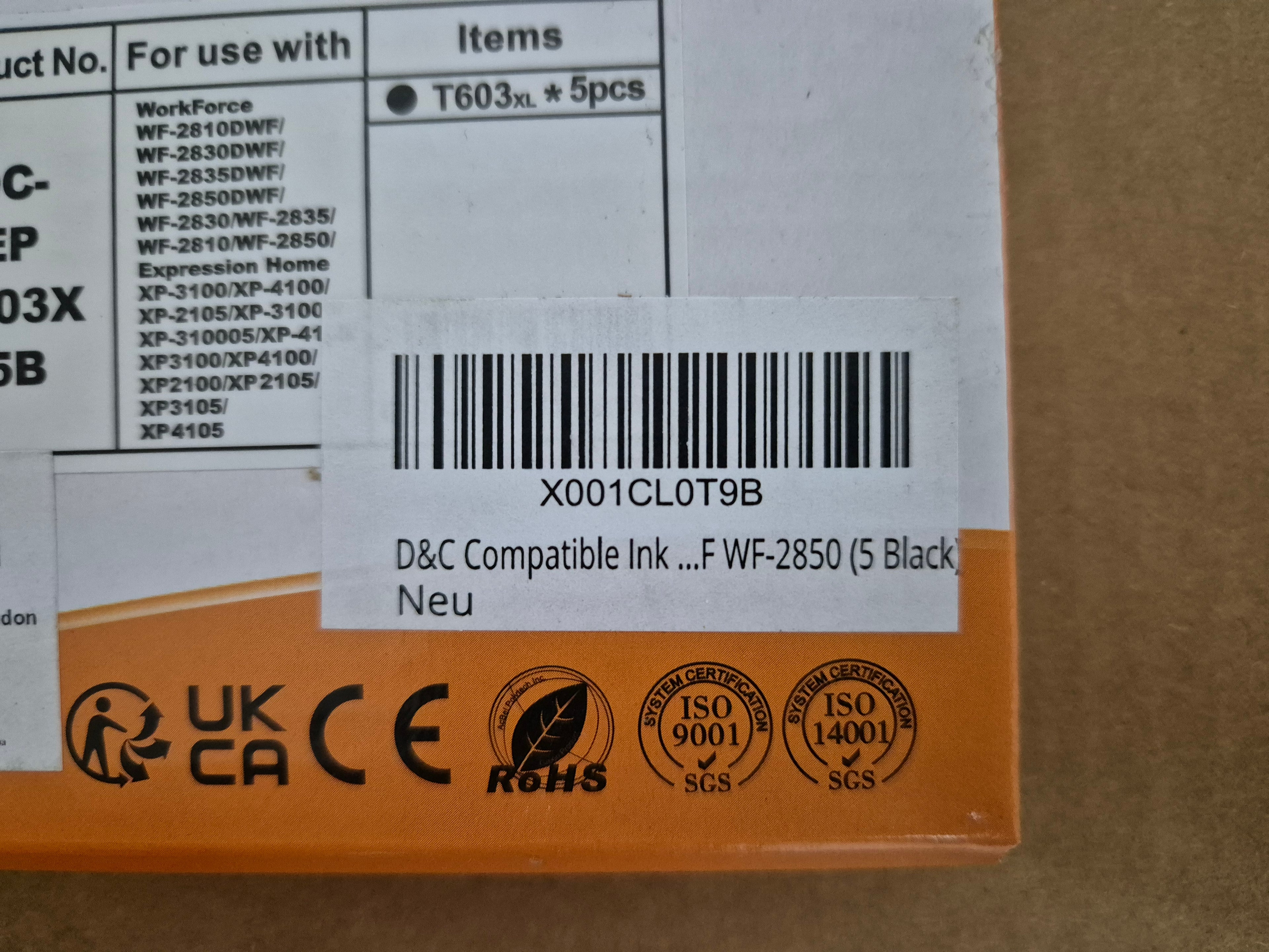 D&C 5XL High-Yield Ink Cartridge Multi-Pack - Total 5 Black - Compatible with Epson XP-2100 XP-4105 WF-2850 & More! - Zeta Store