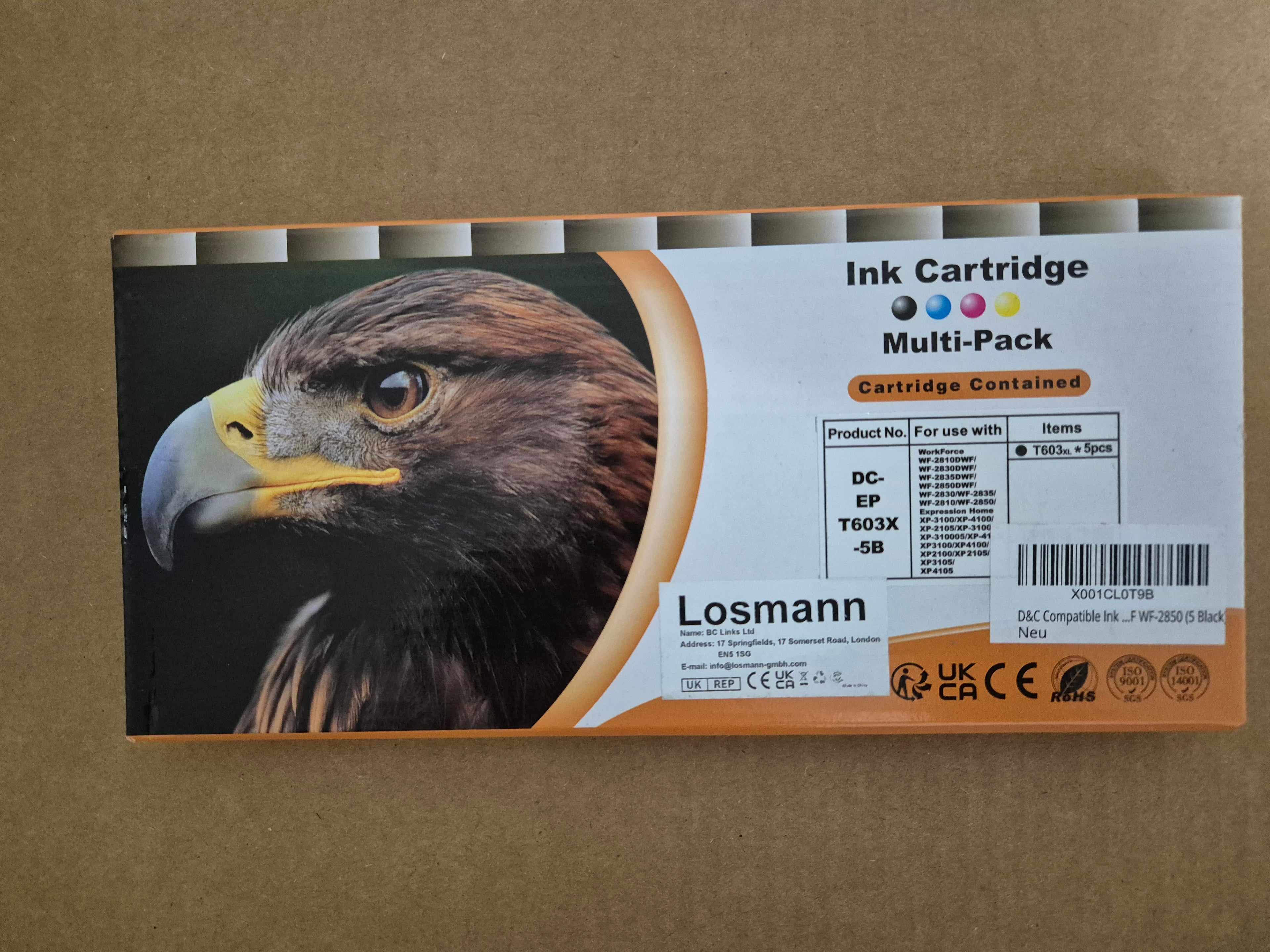 D&C 5XL High-Yield Ink Cartridge Multi-Pack - Total 5 Black - Compatible with Epson XP-2100 XP-4105 WF-2850 & More! - Zeta Store