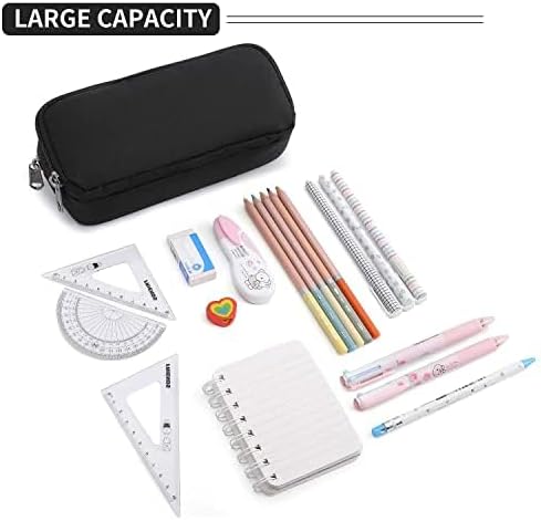 Della Gao Extra-Large Pencil Case - Big Capacity Pouch with 2 Compartments, Water-Resistant Pen Bag for Adults, Office & School (Black) - Zeta Store