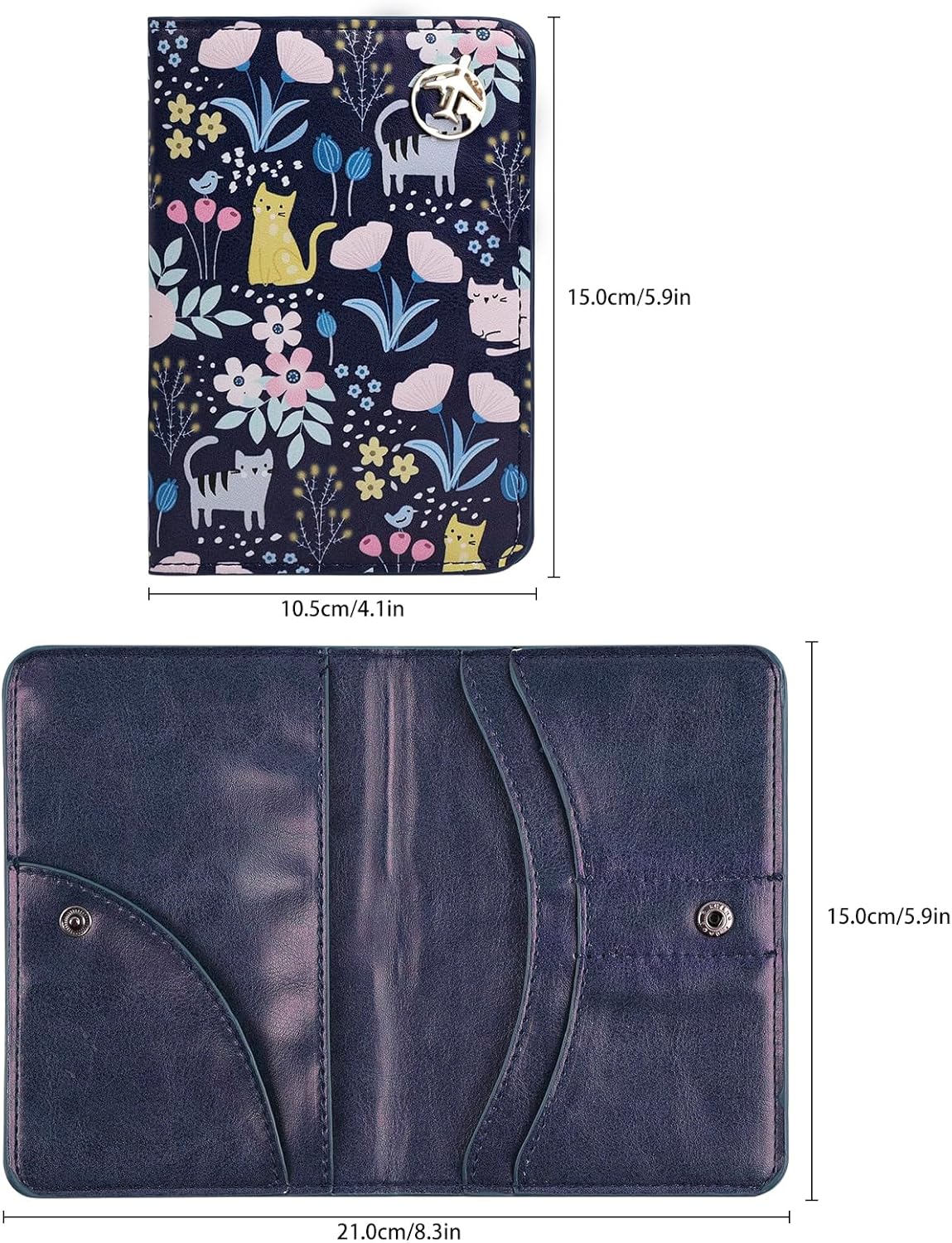 Navy Blue PU Leather Passport Holder & Travel Wallet