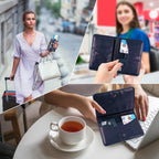 Navy Blue PU Leather Passport Holder & Travel Wallet