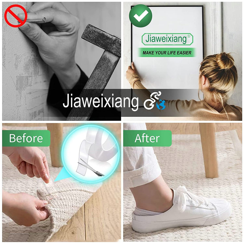Jiaweixiang Heavy Duty Double Sided Tape | Strong Clear Mounting Strips | Reusable & Removable Wall Tape for Pictures, Posters, Hooks | 0.07" Thick Upgrade | Brand New in Barn