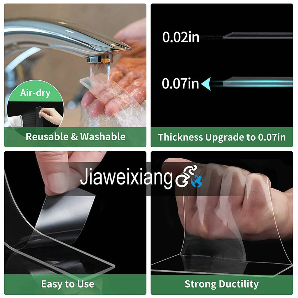 Jiaweixiang Heavy Duty Double Sided Tape | Strong Clear Mounting Strips | Reusable & Removable Wall Tape for Pictures, Posters, Hooks | 0.07" Thick Upgrade | Brand New in Barn