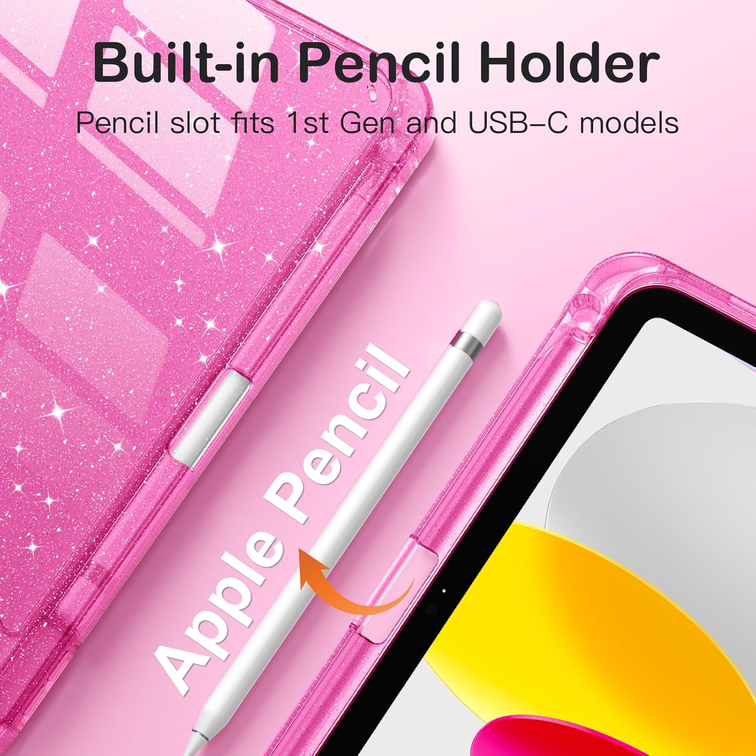 Sparkle Glitter iPad Case with Pencil Holder & Full Protection – 11th/10th Gen