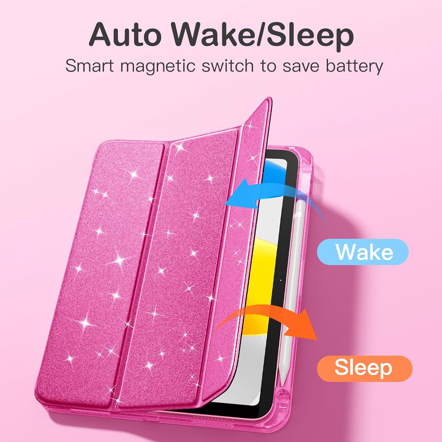 Sparkle Glitter iPad Case with Pencil Holder & Full Protection – 11th/10th Gen