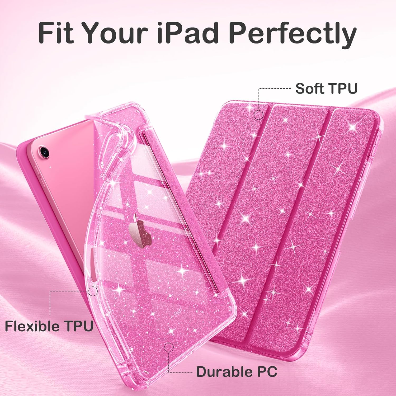 Sparkle Glitter iPad Case with Pencil Holder & Full Protection – 11th/10th Gen