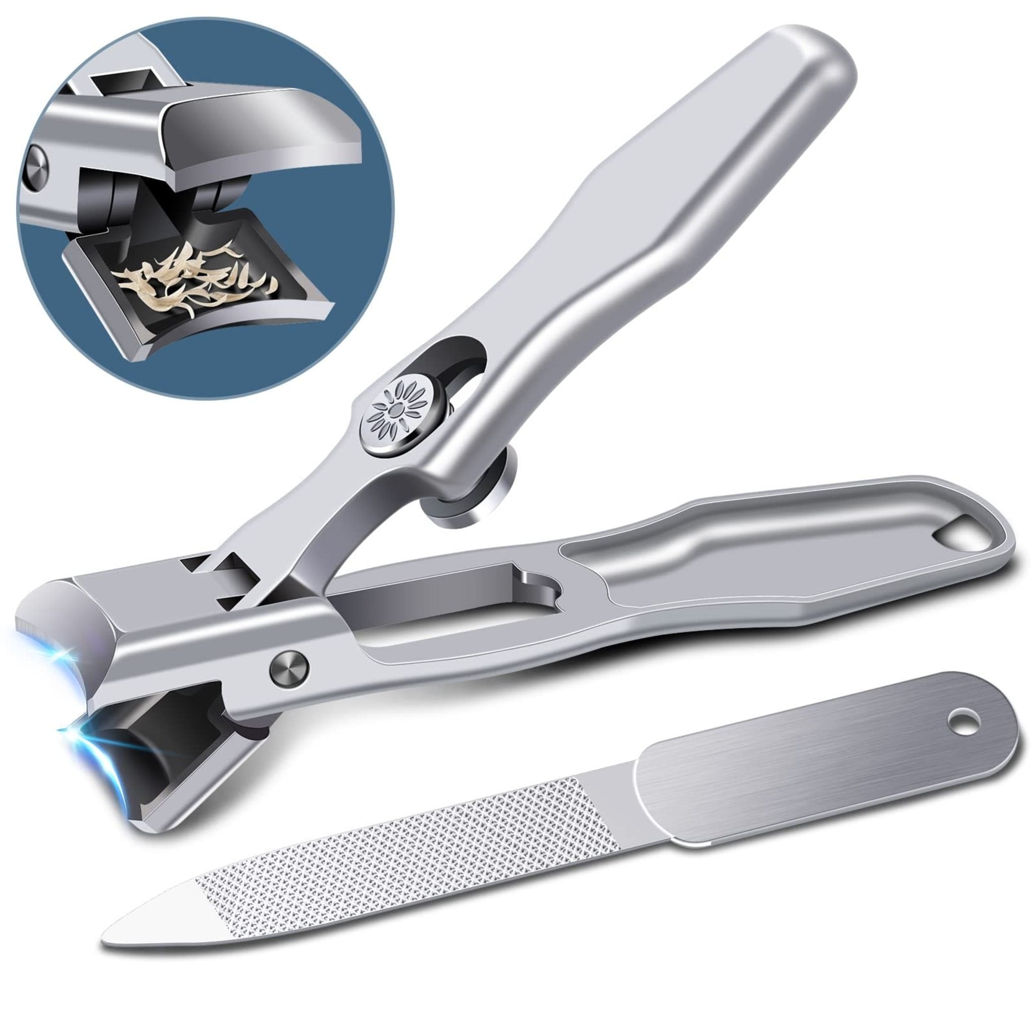 Drmode Heavy Duty Toenail Clippers For Thick Nails - 12mm Wide Jaw With Anti-splash Catcher, Sharp Curved Blade, Safety Lock, Nail File + Storage Case