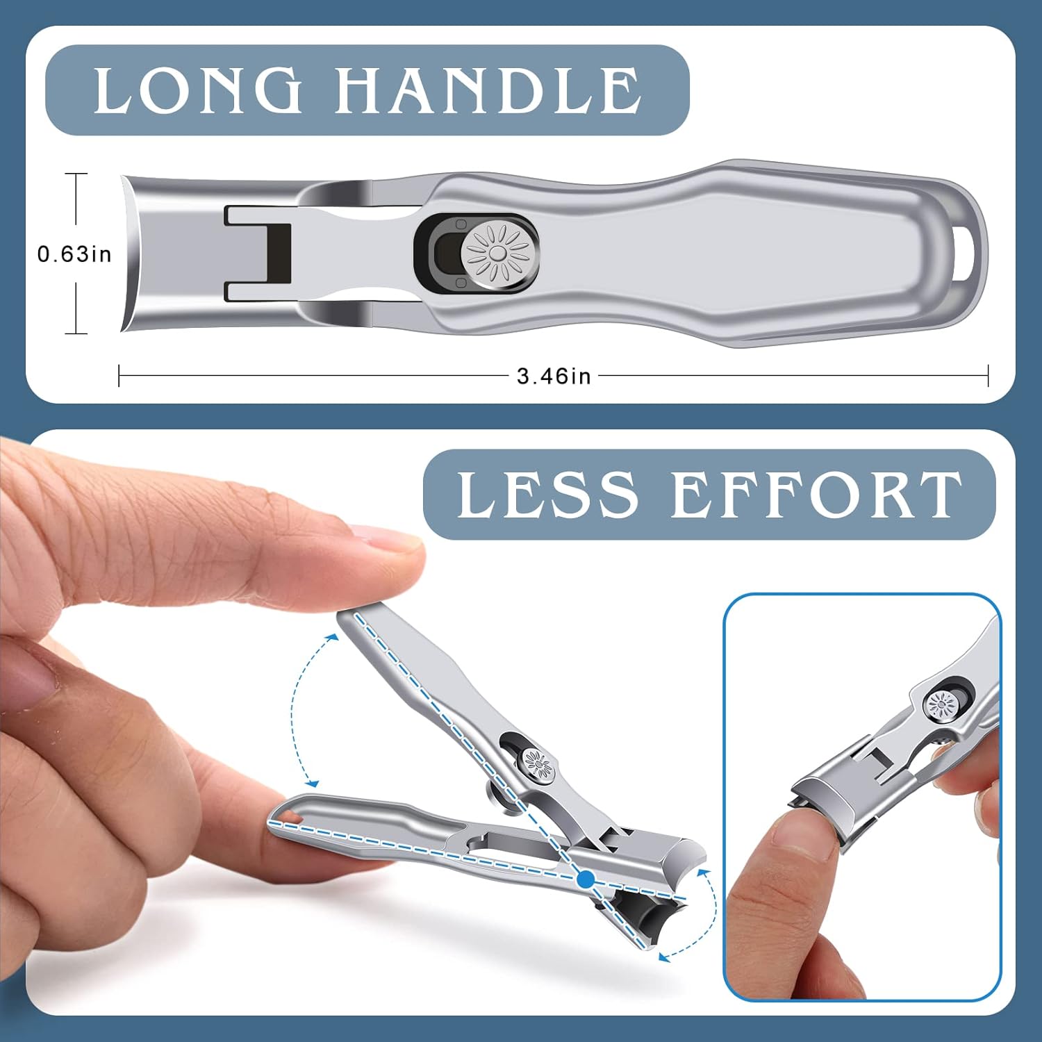 Drmode Heavy Duty Toenail Clippers For Thick Nails - 12mm Wide Jaw With Anti-splash Catcher, Sharp Curved Blade, Safety Lock, Nail File + Storage Case