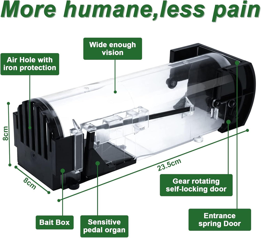 EGOFLYYA 2-Pack Humane Mouse Traps | No-Touch, Safe Indoor & Outdoor Use | Reusable & Eco-Friendly | Quick Rodent Catcher with Cleaning Brushes | Brand New in Barn!