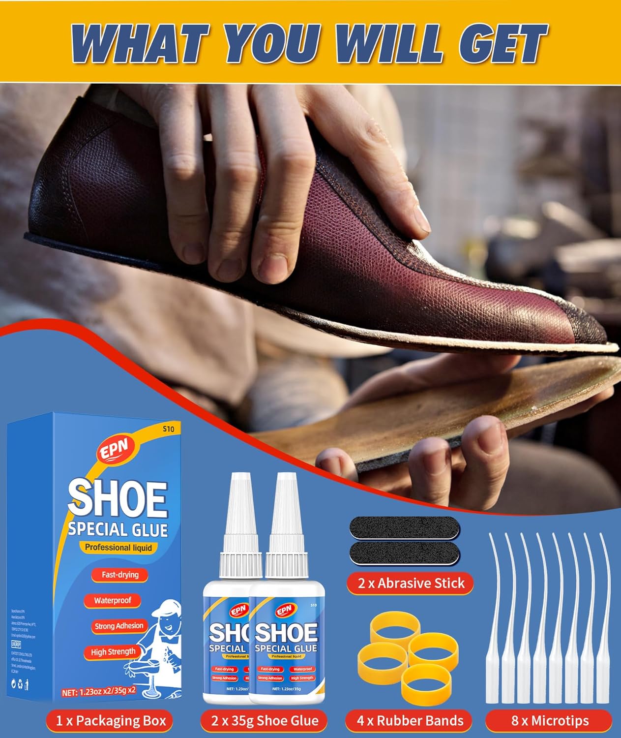 EPN Super Strong Shoe Repair Glue Kit - 35g x 2 Pack | Heavy Duty, Waterproof & Fast-Drying - Zeta Store