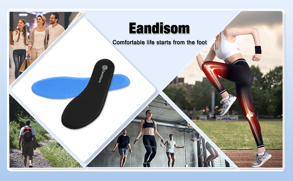 Eandisom Memory Foam Insoles UK 5 - Soft Comfort Cushioned Shoe Inserts for Women - Breathable Replacement Insoles for Running Shoes, Sneakers, Trainers, Work Shoes & Boots