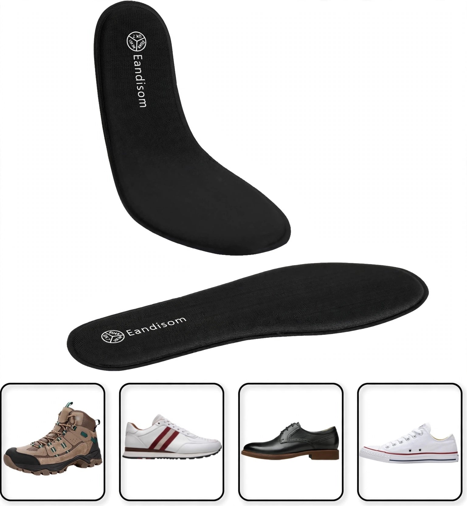 Eandisom Memory Foam Insoles UK 5 - Soft Comfort Cushioned Shoe Inserts for Women - Breathable Replacement Insoles for Running Shoes, Sneakers, Trainers, Work Shoes & Boots