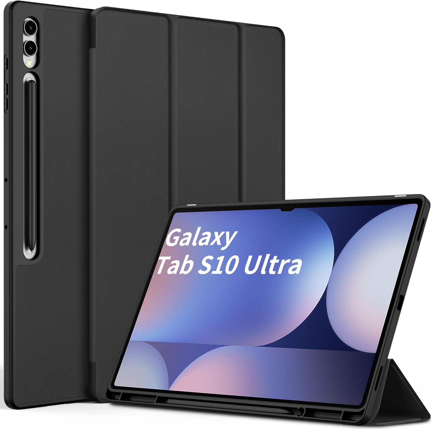 EasyAcc ultra-slim PU leather case for Samsung Galaxy Tab S10 Ultra 2024/S9 Ultra/S8 Ultra 14.6" with auto wake/sleep, S Pen holder, shockproof design