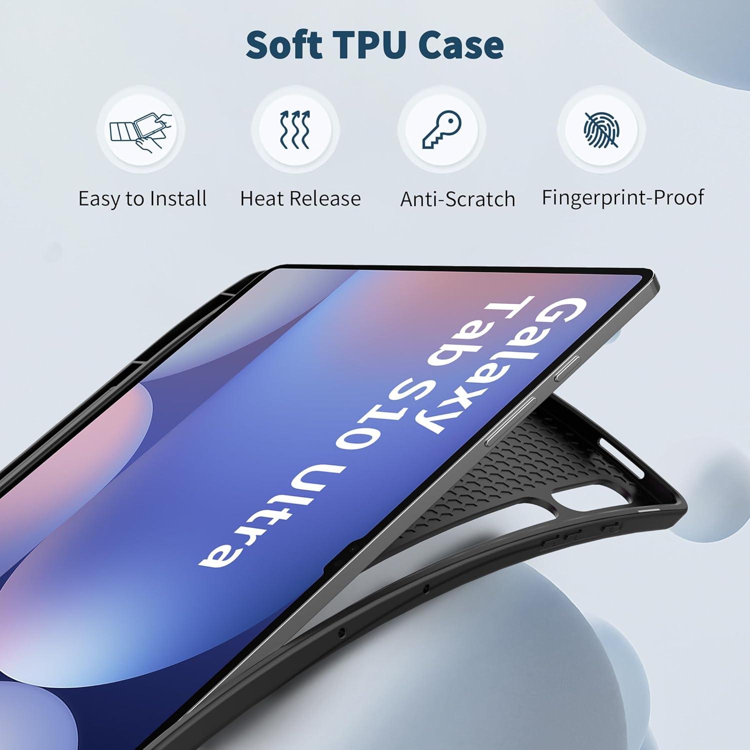 EasyAcc ultra-slim PU leather case for Samsung Galaxy Tab S10 Ultra, S9 Ultra, S8 Ultra 14.6" with auto wake/sleep and S Pen holder