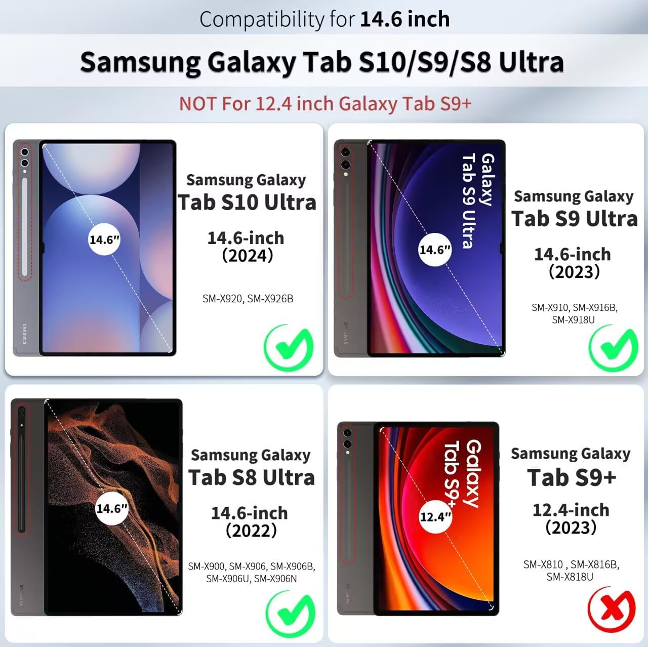 EasyAcc ultra-slim PU leather case for Samsung Galaxy Tab S10 Ultra 14.6", with auto wake/sleep, S Pen holder, shockproof design.