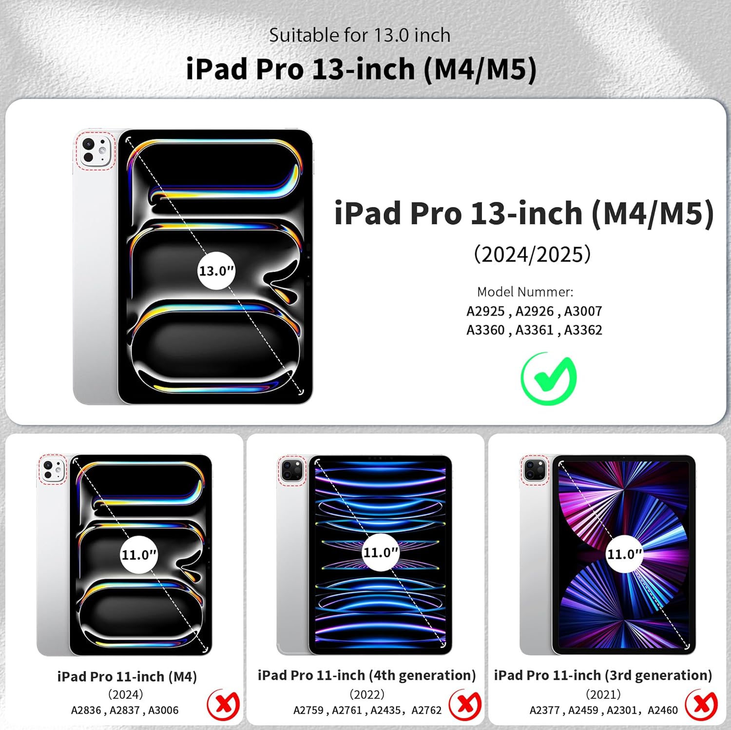 EasyAcc ultra-slim translucent matte black iPad Pro 13-inch case with dual stand, lightweight protection, for M5 and M4 models.