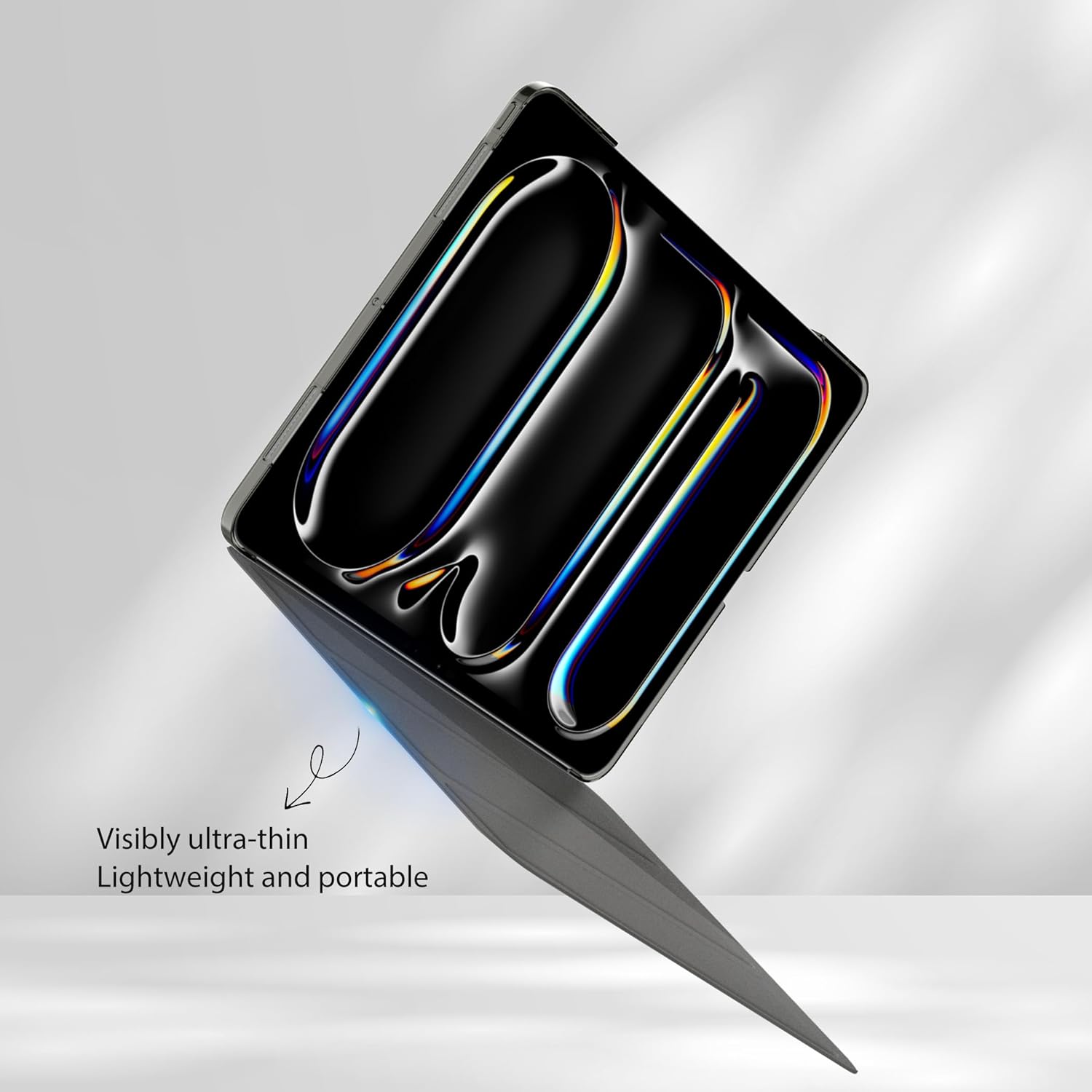EasyAcc ultra-slim translucent matte case for 13-inch iPad Pro with dual stand, lightweight protection in midnight black.