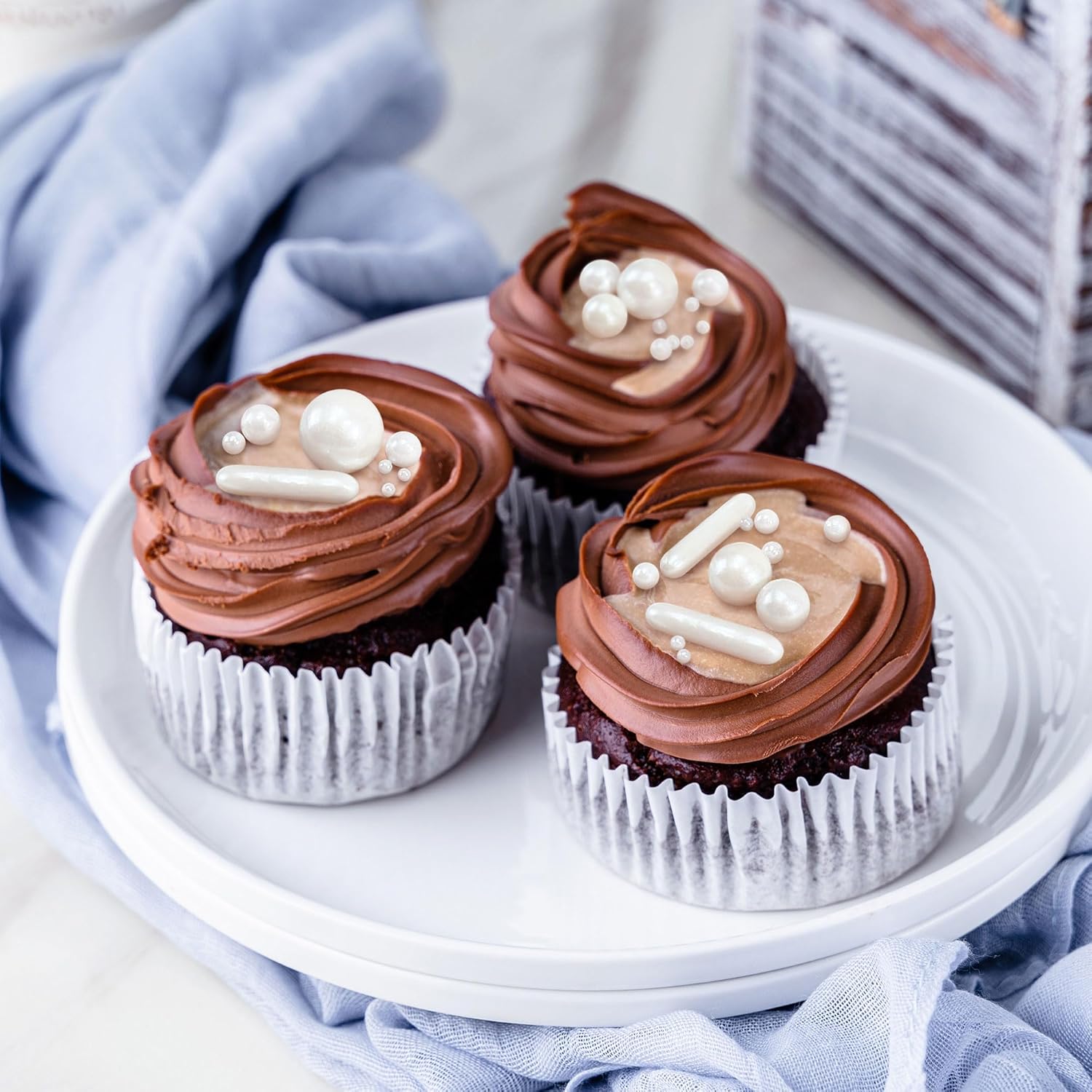 Edible white pearl sprinkles from ZaoKing, 130g, for baking and dessert decorating on cakes, cupcakes, cookies, and desserts.