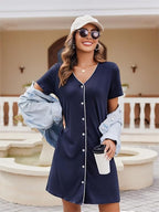 Ekouaer 2 Pack Women's Nightgowns | Soft V-Neck Nightdress with Buttons | Short Sleeve Sleepwear | Size XL | Brand New Collection!