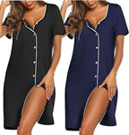 Ekouaer 2 Pack Women's Nightgowns | Soft V-Neck Nightdress with Buttons | Short Sleeve Sleepwear | Size XL | Brand New Collection!