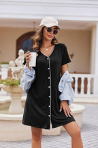 Ekouaer 2 Pack Women's Nightgowns | Soft V-Neck Nightdress with Buttons | Short Sleeve Sleepwear | Size XL | Brand New Collection!