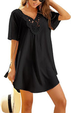Ekouaer Women's Beach Cover Up | Hollow Out Lace Crochet Dress | V-Neck Bikini Cover Up | Size XL | Summer Beachwear