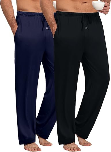 Ekouaer Pack of 2 Men's Pyjama Bottoms | Soft Checked Lounge Pants with Pockets | XL Size | Perfect Loungewear & Sleepwear