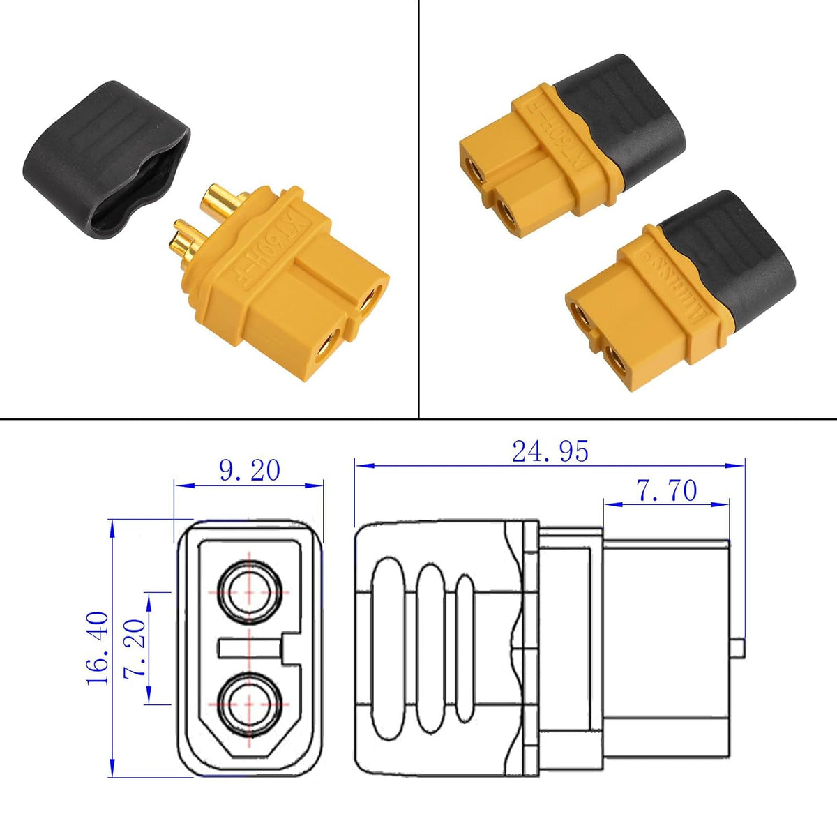 ElfCulb Solar to XT60 Female Cable 12AWG 2FT - Solar Panel Connector to XT60 for RV, Portable Power Station & Solar Generator
