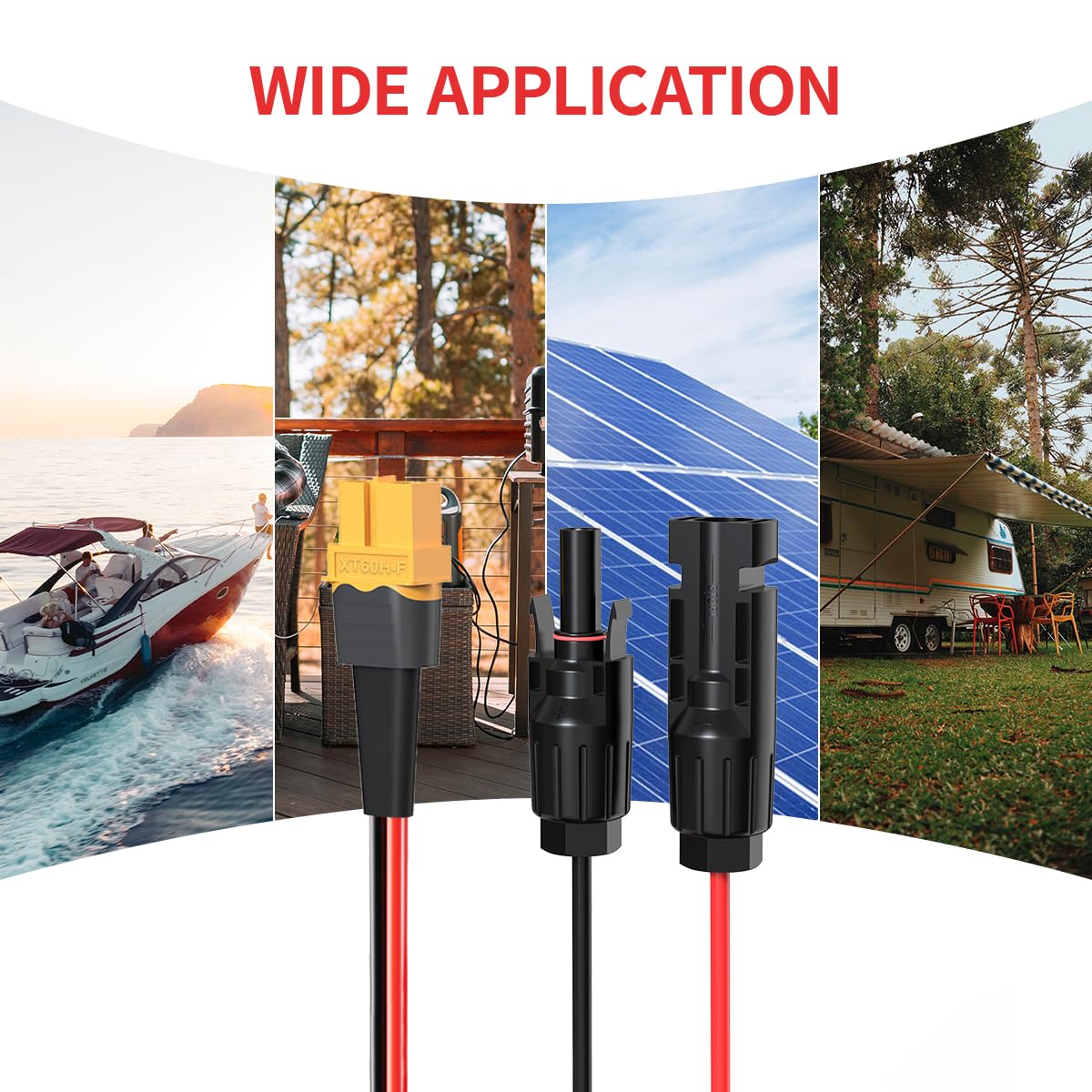 ElfCulb Solar to XT60 Female Cable 12AWG 2FT - Solar Panel Connector to XT60 for RV, Portable Power Station & Solar Generator