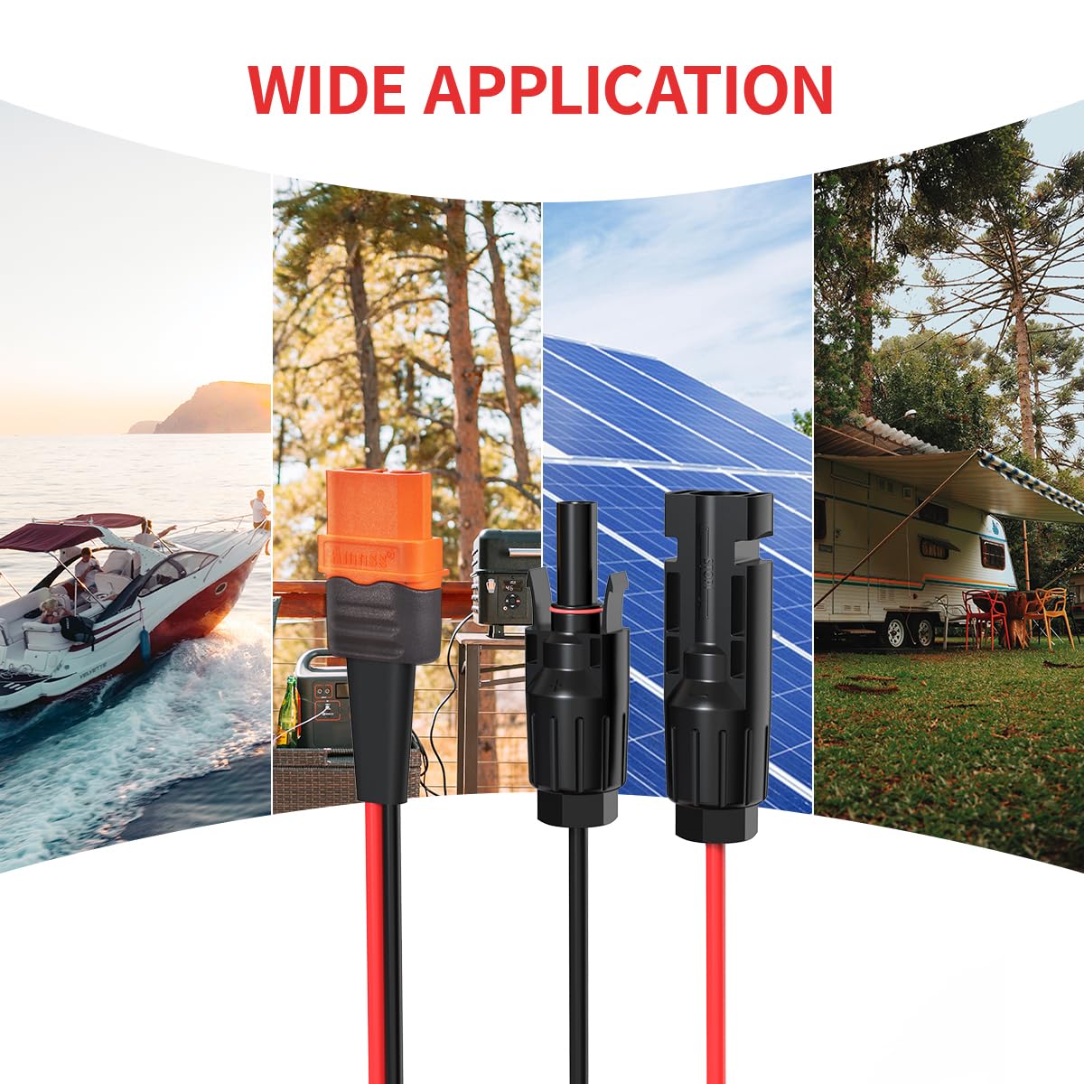 ElfCulb XT60i Solar Cable 10AWG 2FT (0.6M) - Solar Panel to XT60i Female Charging Cable for Portable Power Station - Compatible with EcoFlow Delta / River
