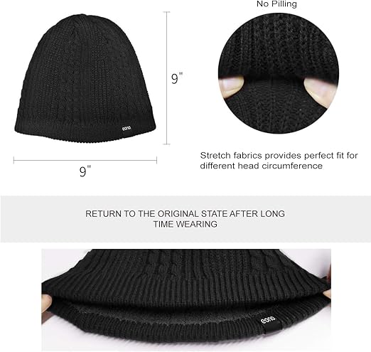 Eono unisex cuffed beanie made of soft knit fabric, designed for men and women to provide warmth and a comfortable stretch fit.