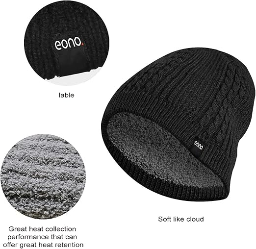 Eono unisex cuffed beanie made of soft knit fabric, winter hat for men and women, offering warmth and a stretch fit.