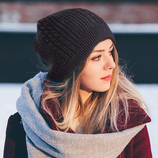 Eono unisex cuffed knit beanie hat, soft winter hat for men and women, offering warmth and a stretch fit.