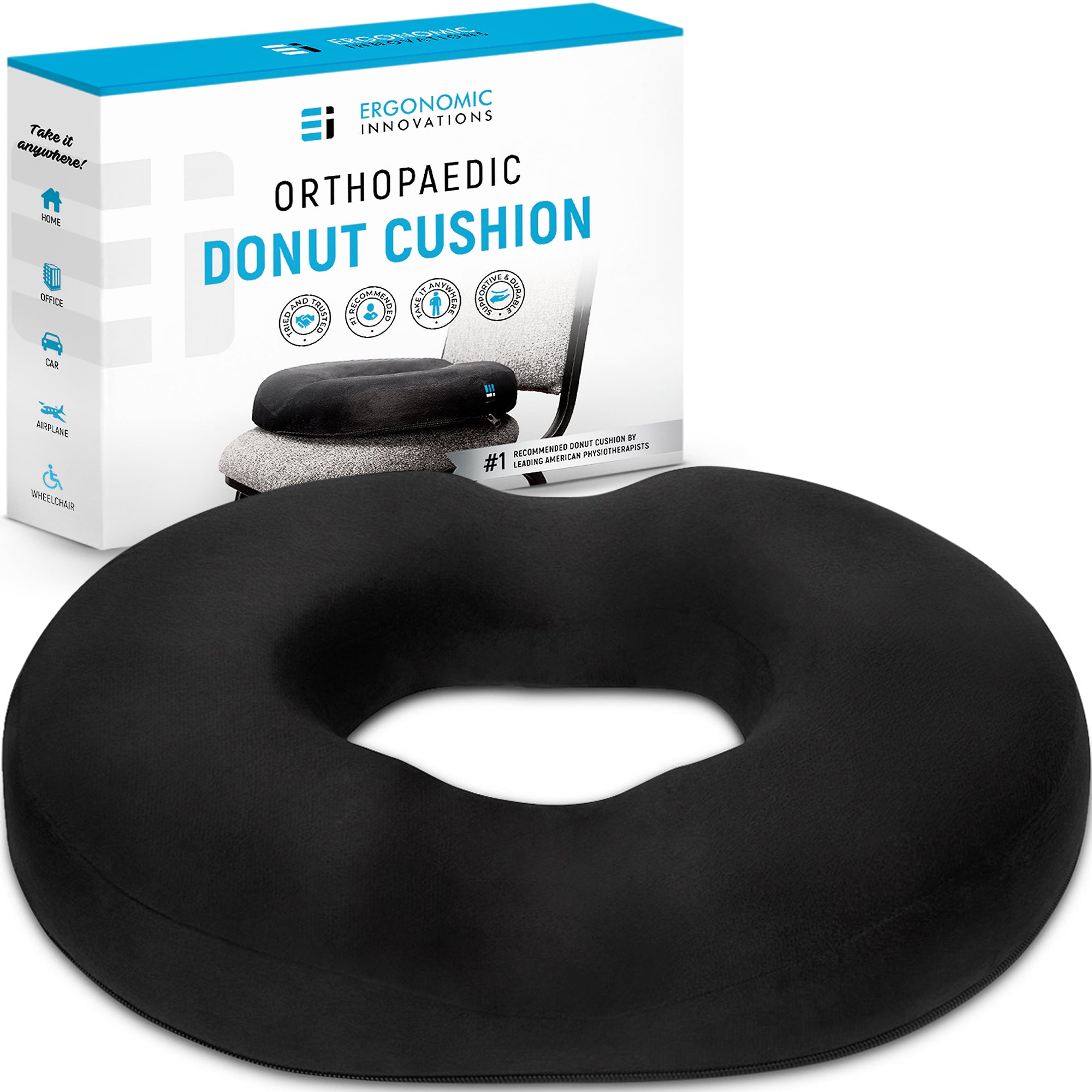 Ergonomic Innovations. Brand New Orthopaedic Donut Cushion - Ultimate Relief for Tailbone & Haemorrhoids - Zeta Store