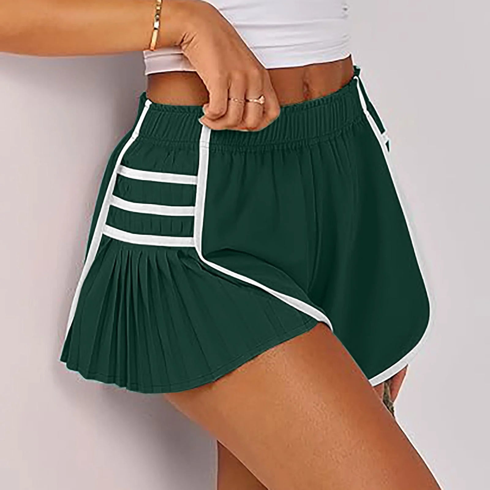 Evelife Women's High Waisted Running Shorts - Quick Dry Athletic Tennis Golf Workout Shorts with Pleated Side