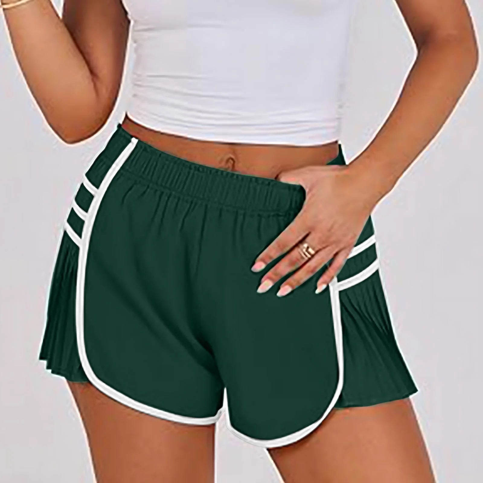 Evelife Women's High Waisted Running Shorts - Quick Dry Athletic Tennis Golf Workout Shorts with Pleated Side