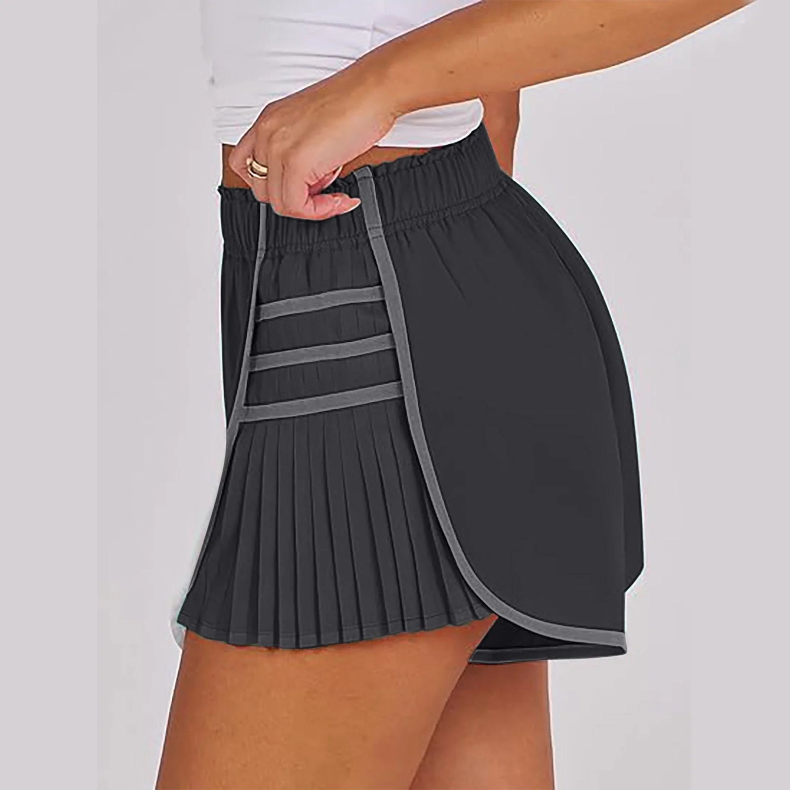 Evelife Women's High Waisted Running Shorts - Quick Dry Athletic Tennis Golf Workout Shorts with Pleated Side